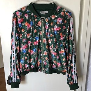 Floral Striped Zip-Up Jacket